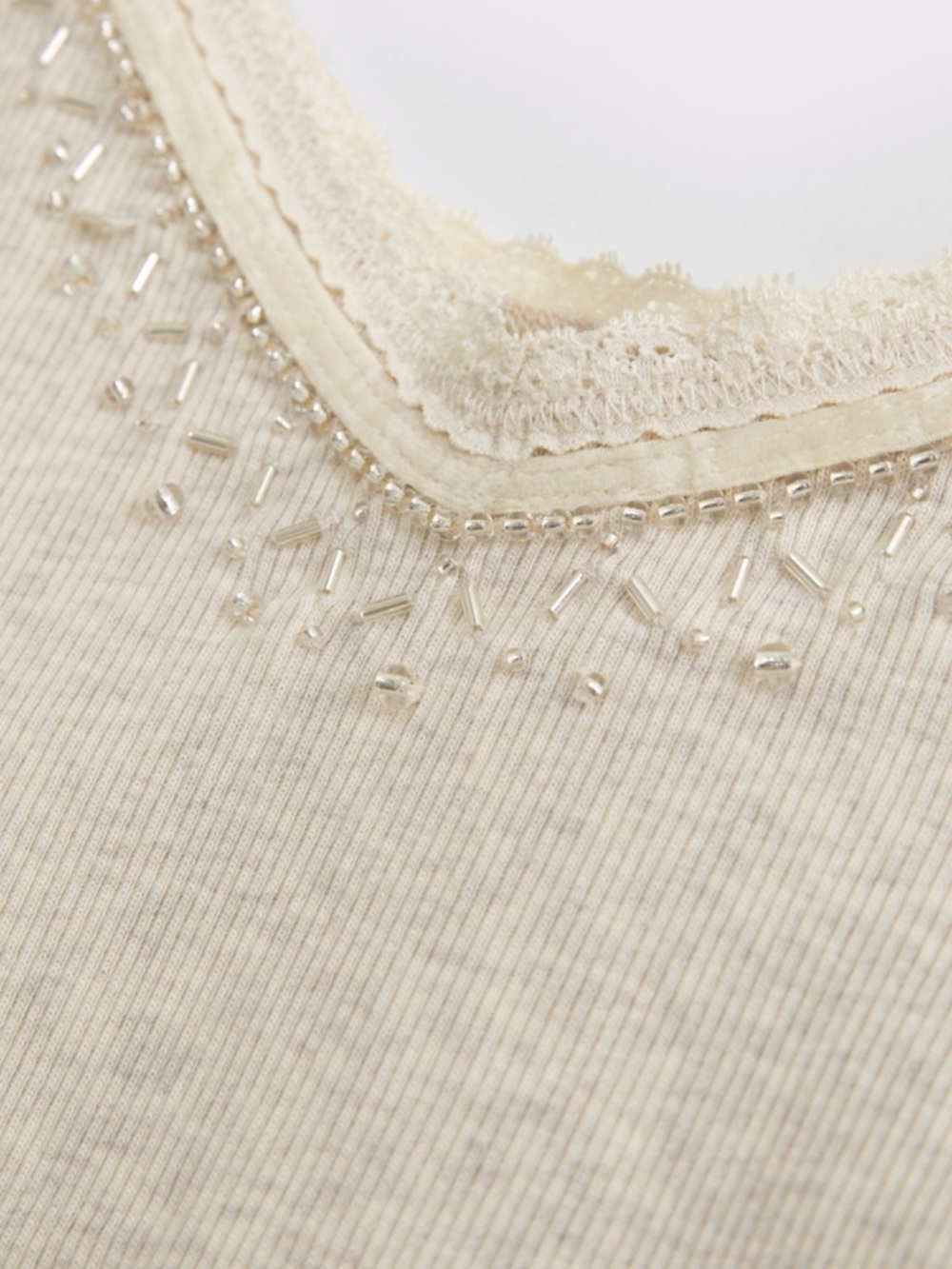 A&F Archive Embellished Rib Cami - Heather Oatmeal - Picture 12 of 12